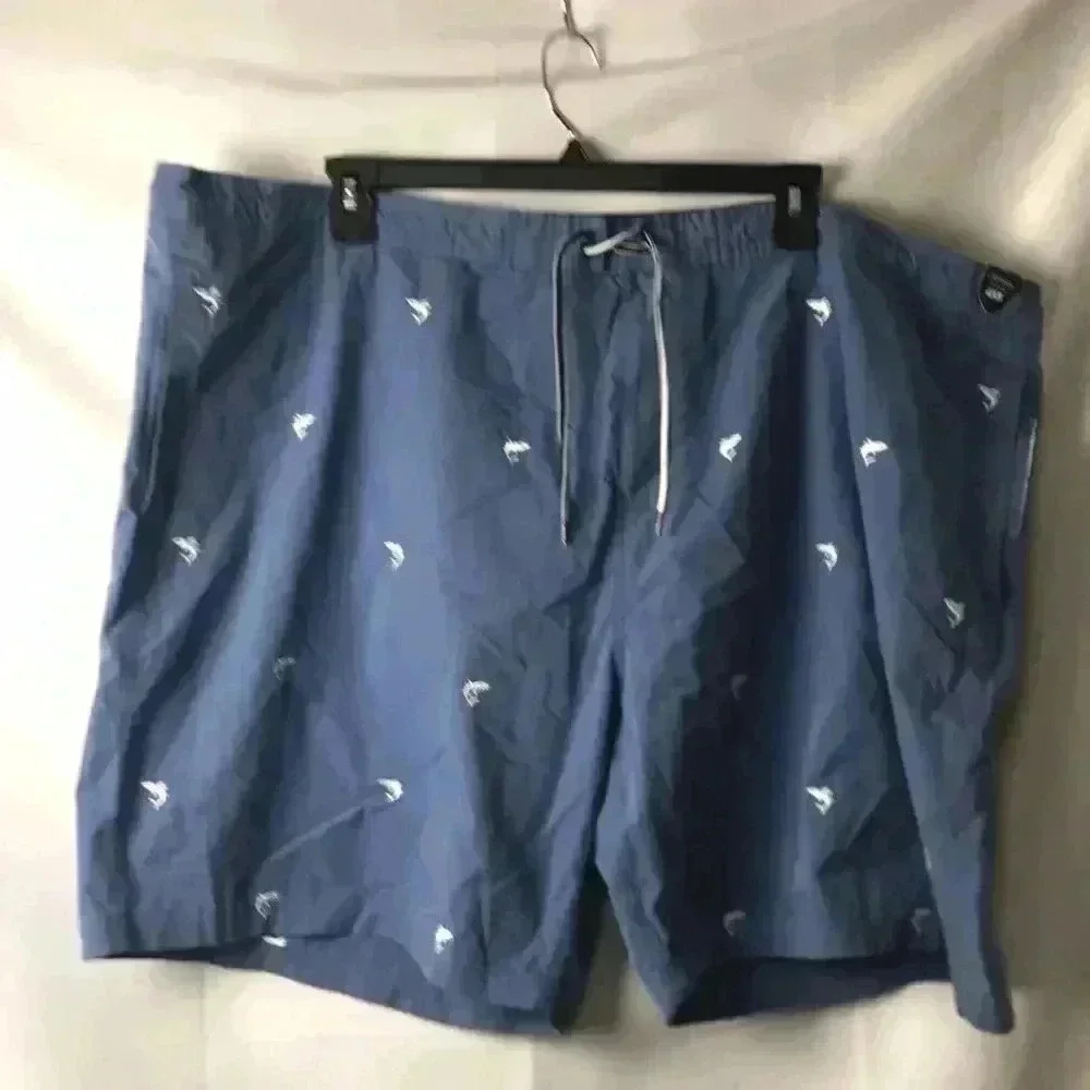 NWT MENS SZ 4XB SWIM‎ SHORTS BLUE SHARK DESIGN